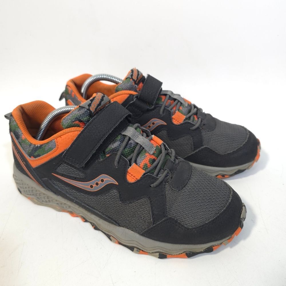 Saucony Peregrine Shield 2 A/C Trail Running Shoe Size 7W Black Gray Orange Camo